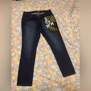 South Pole Women's Straight Leg Dark Blue Jeans